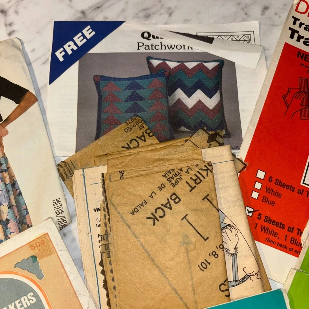 Vintage Sewing Lot McCalls Simplicity Patterns Singer Tracing Paper Dritz Tools